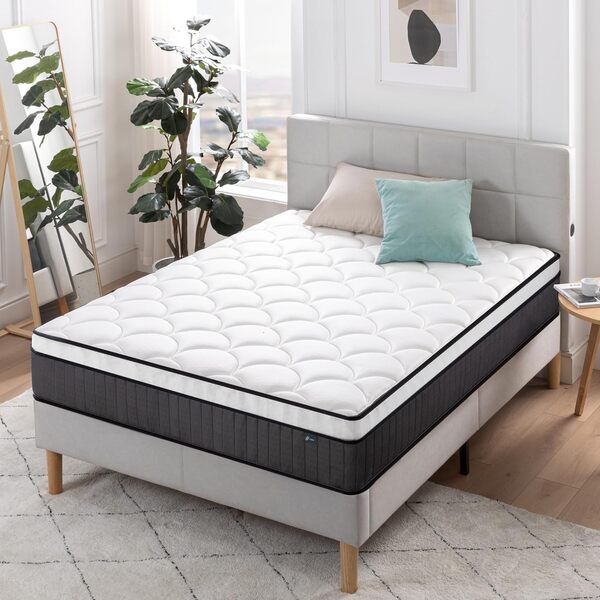 Zinus Matelas 140x190 Memoire de Forme - Épaisseur 25 cm - Matelas 2 Places - Hybride Mousse & Ressorts Ensachés - Durable & Respirant - Certifié Oeko-TEX