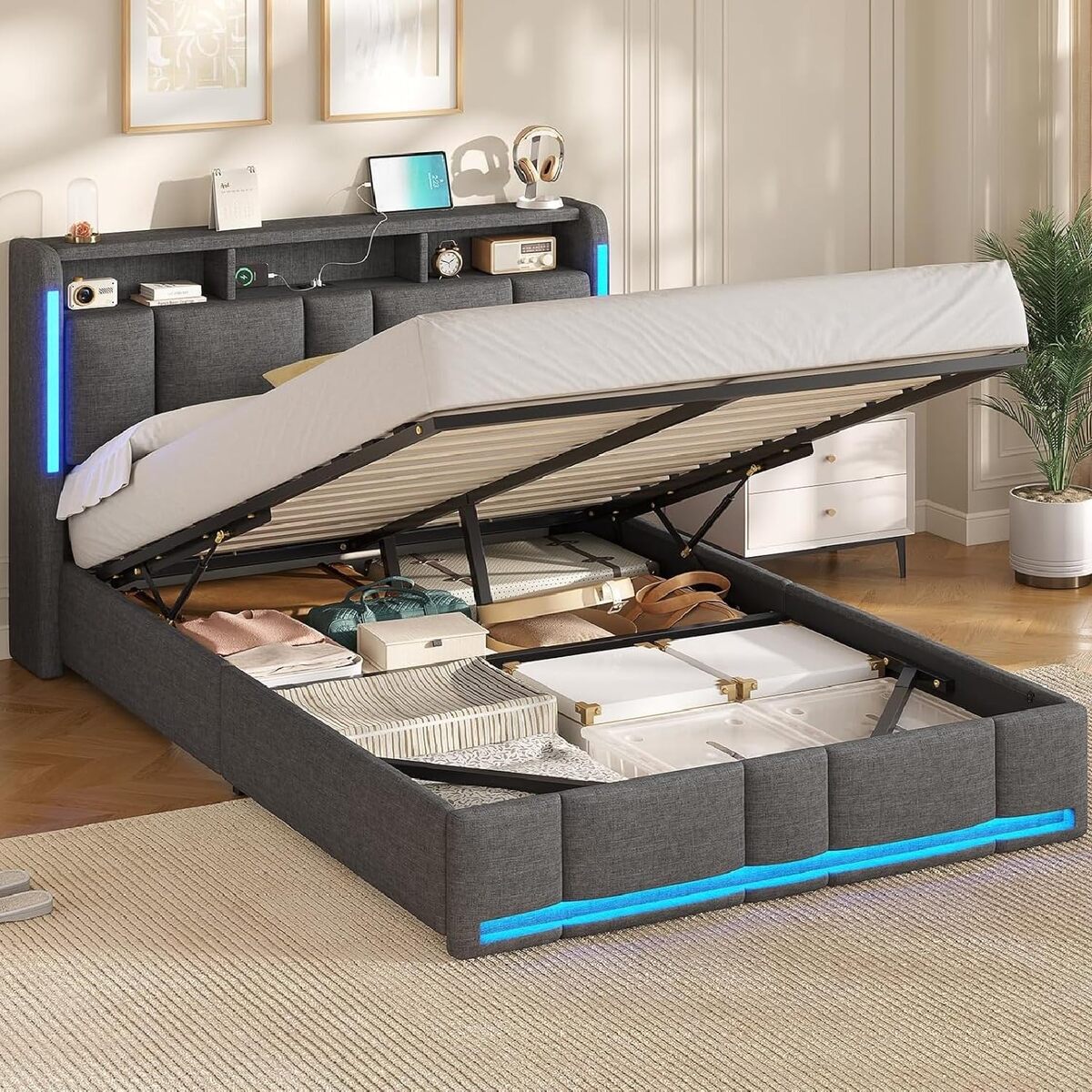 Test du lit coffre AOGLLATI : design et rangement avec LED et ports USB