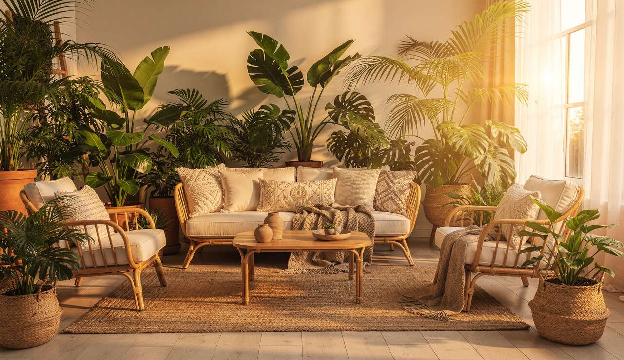 Un salon jungle chic et lumineux Un salon jungle chic et lumineux