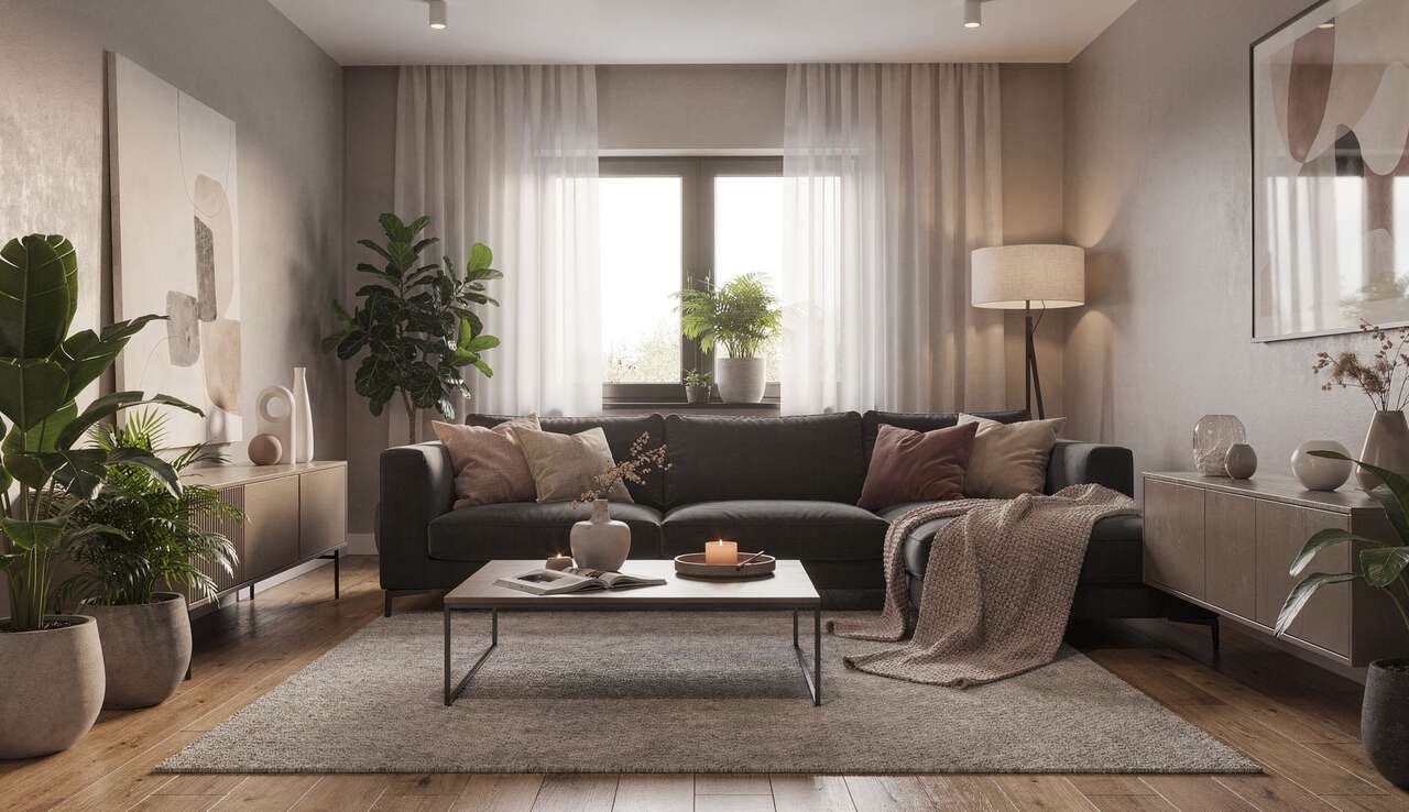 Cr&eacute;er une ambiance cosy et chaleureuse autour d'un canap&eacute; gris anthracite