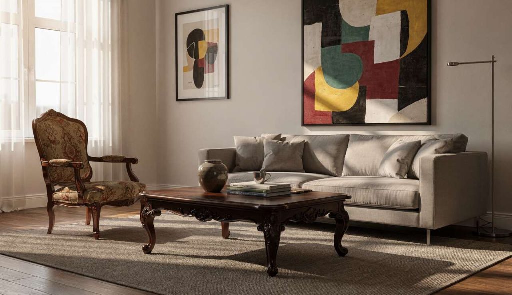 Mélange de Styles : meubles Anciens et Déco Moderne