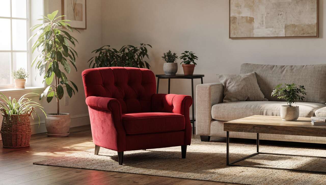 Apportez de la couleur à votre salon avec un fauteuil rouge