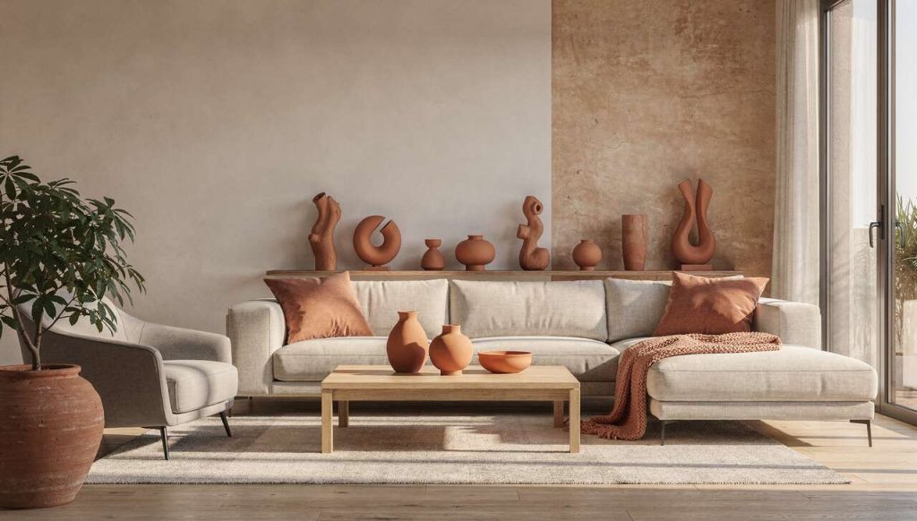 Intégrer la terracotta dans un salon moderne