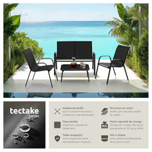 Découvrez notre test détaillé du salon de jardin TecTake®, parfait pour aménager et embellir votre terrasse ou balcon avec style et confort.