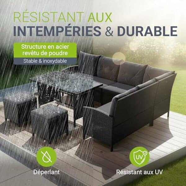 Découvrez notre test complet du salon de jardin Juskys Manacor, conçu pour offrir confort et élégance à 7 personnes. Idéal pour vos moments de détente en extérieur.