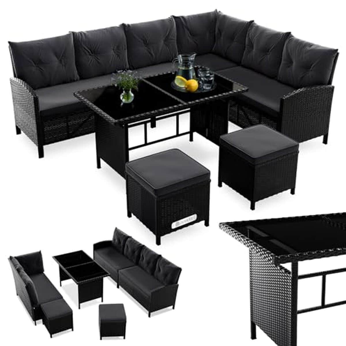Test salon de jardin Juskys Manacor : confort et style pour 7 personnes
