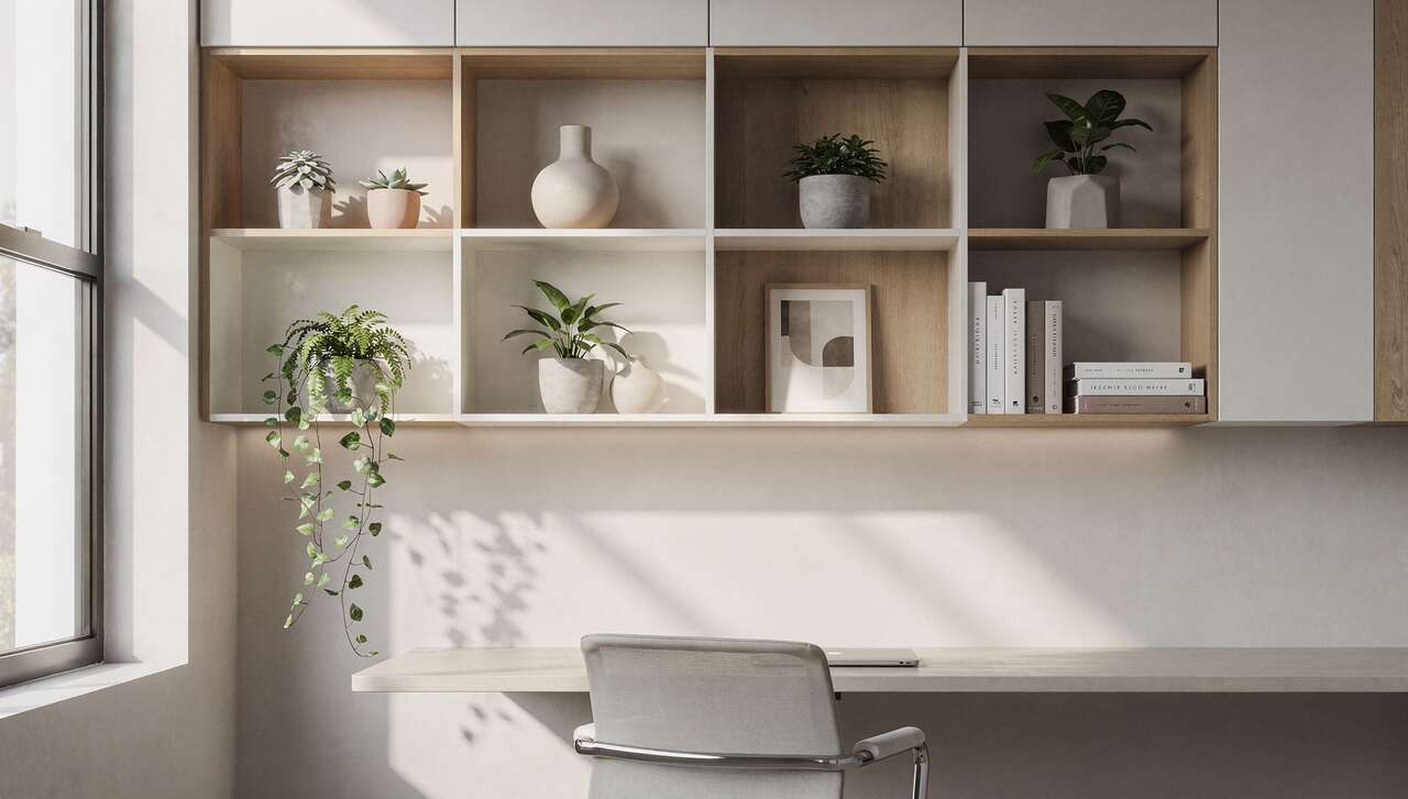 Mat&eacute;riaux et styles tendances pour des &eacute;tag&egrave;res de bureau modernes