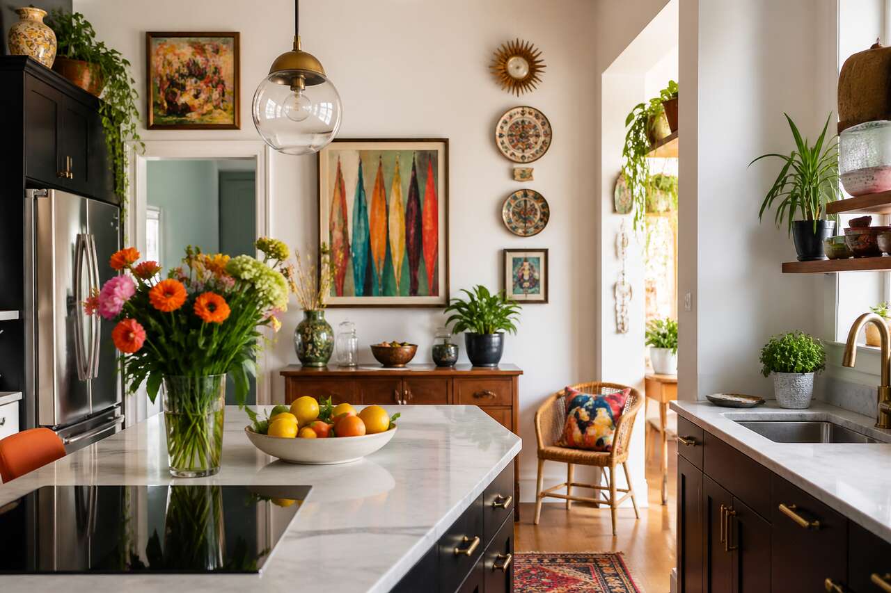 Décoration de cuisine : dynamisez vos murs blancs