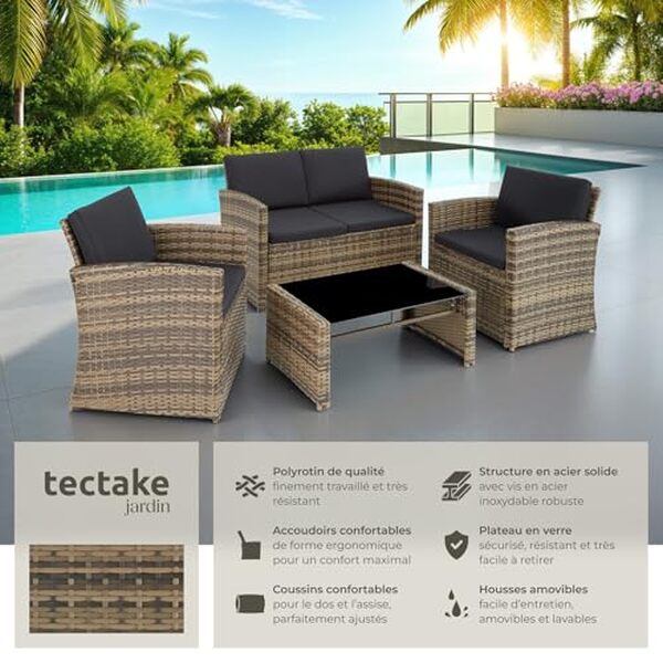 Découvrez notre test complet de l'ensemble de jardin TecTake en résine tressée pour 4 personnes : caractéristiques, avantages, inconvénients et meilleur prix du marché. 
