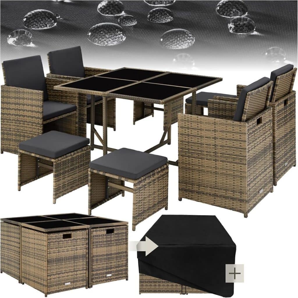 Test : salon de jardin Tectake® en poly rotin, marron naturel