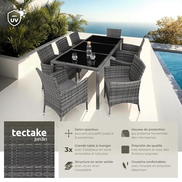 Découvrez notre test complet du salon de jardin TecTake avec 8 fauteuils : design, qualité, prix et avis clients pour choisir le mobilier idéal. 