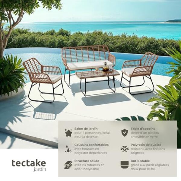 Découvrez notre test détaillé du salon de jardin TecTake® 4 personnes en poly rotin : qualité, confort et prix analysés pour vous aider à choisir.