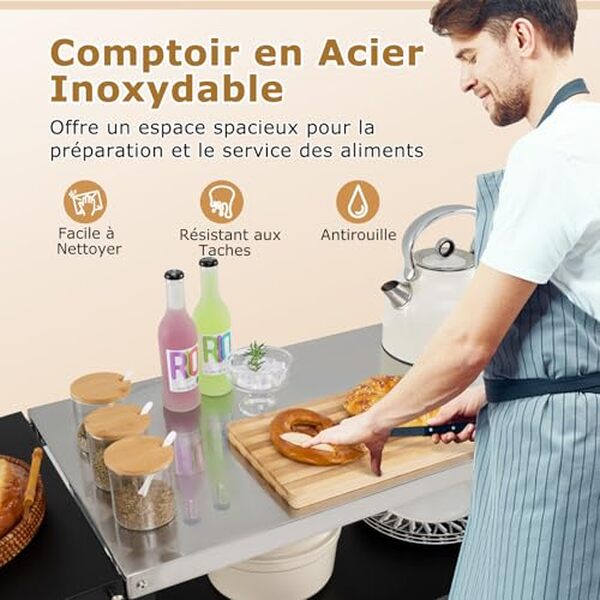 Découvrez notre test détaillé de la desserte jardin Goplus, l'îlot mobile idéal pour organiser votre espace barbecue et plancha avec praticité et élégance.