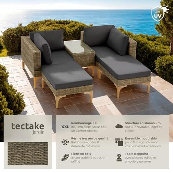 Découvrez notre test détaillé du salon de jardin TecTake modulable en poly rotin : caractéristiques, avantages et avis pour faire le bon choix.