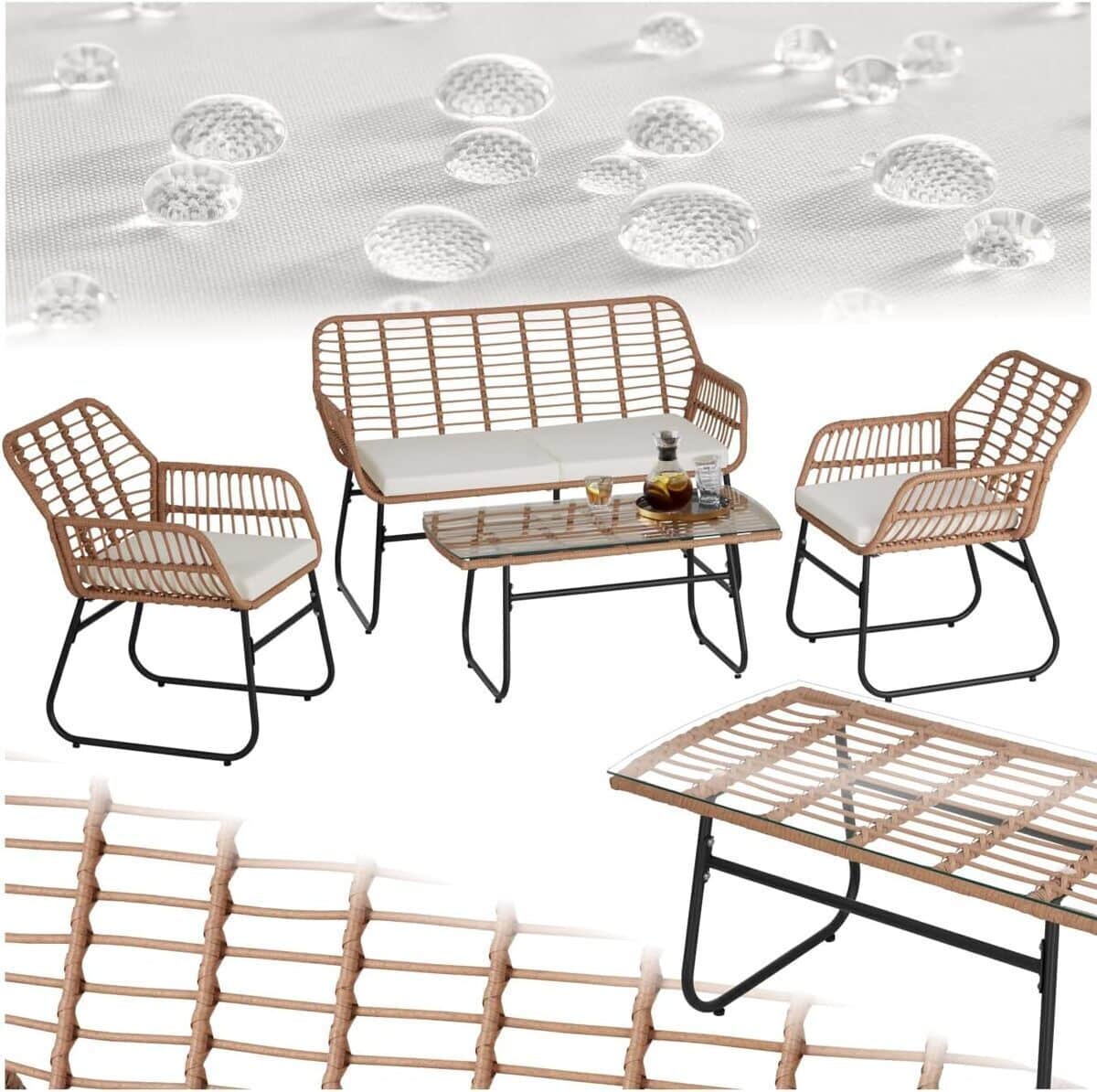 Test du salon de jardin TecTake® 4 personnes en poly rotin