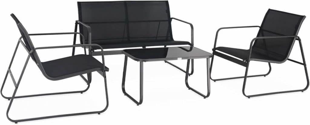 Test : salon de jardin design métal et textilène noir