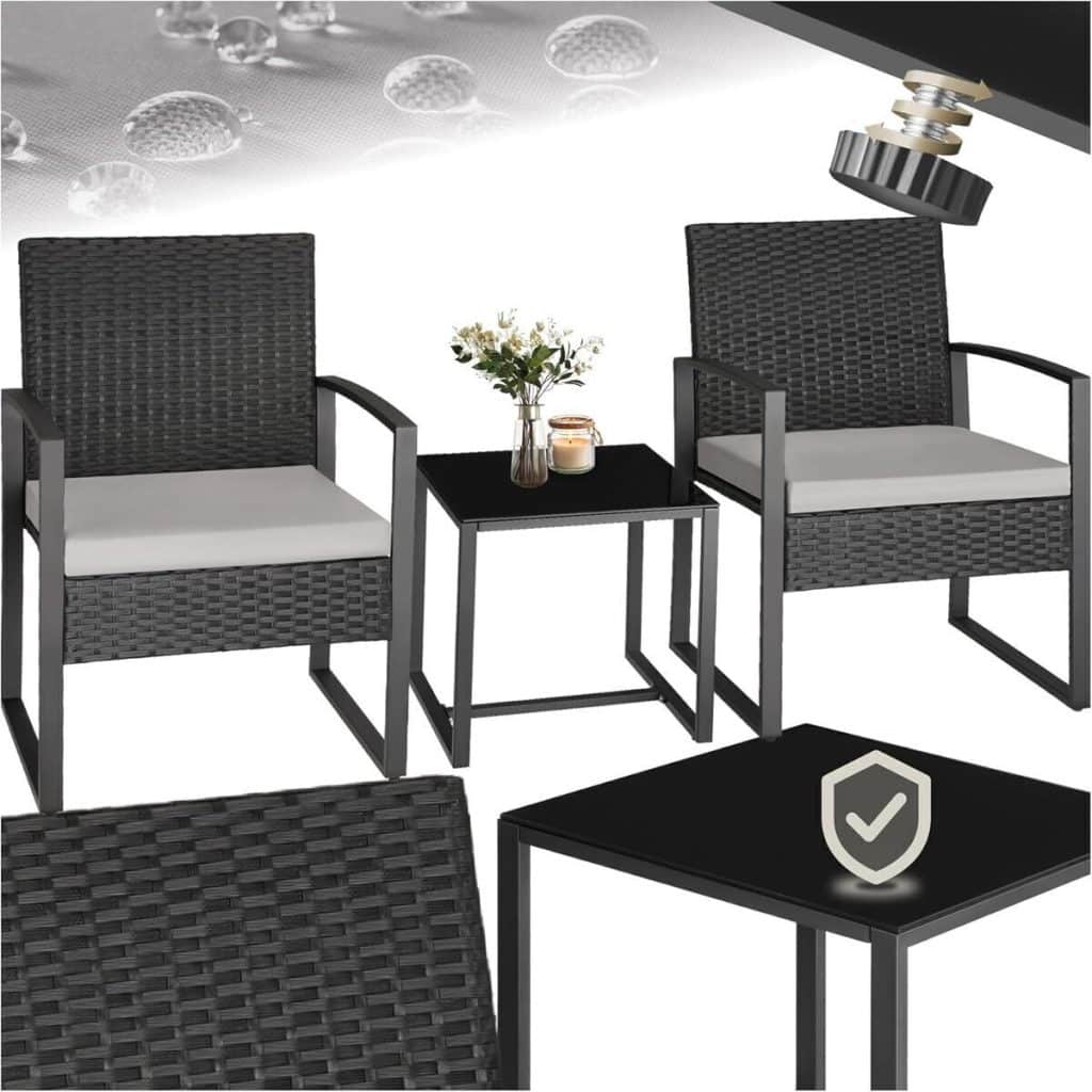 Test : salon de jardin TecTake en rotin noir et acier