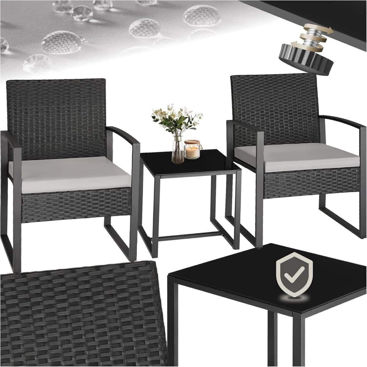 Test : salon de jardin TecTake en rotin noir et acier