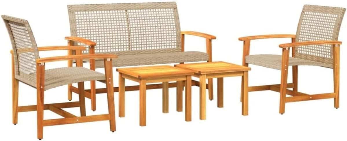 Test vidaXL : salon de jardin 5 pcs en résine et acacia