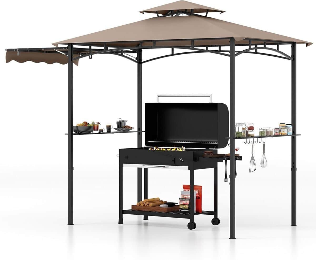 Test de la tonnelle barbecue Goplus avec auvent latéral