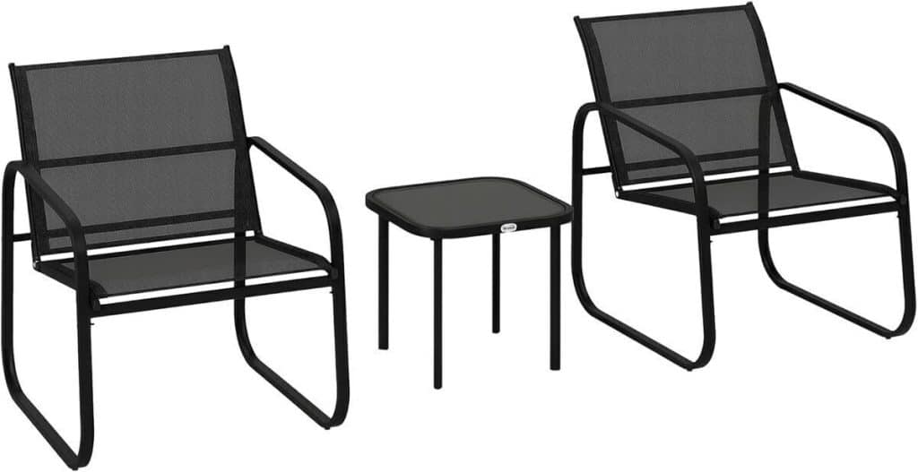 Test : ensemble bistrot Outsunny 3 pièces, noir