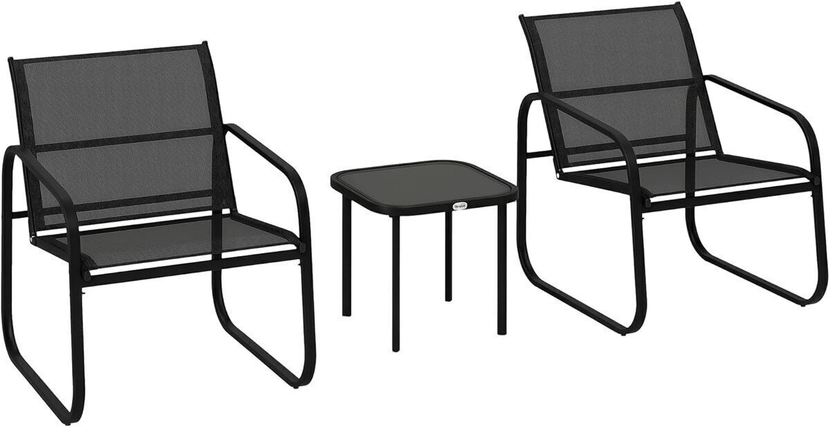 Test : ensemble bistrot Outsunny 3 pièces, noir