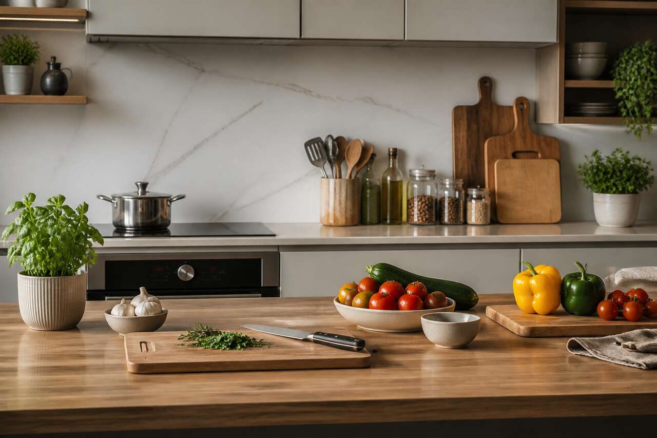 Dégager et organiser le plan de travail pour cuisiner plus vite Dégager et organiser le plan de travail pour cuisiner plus vite