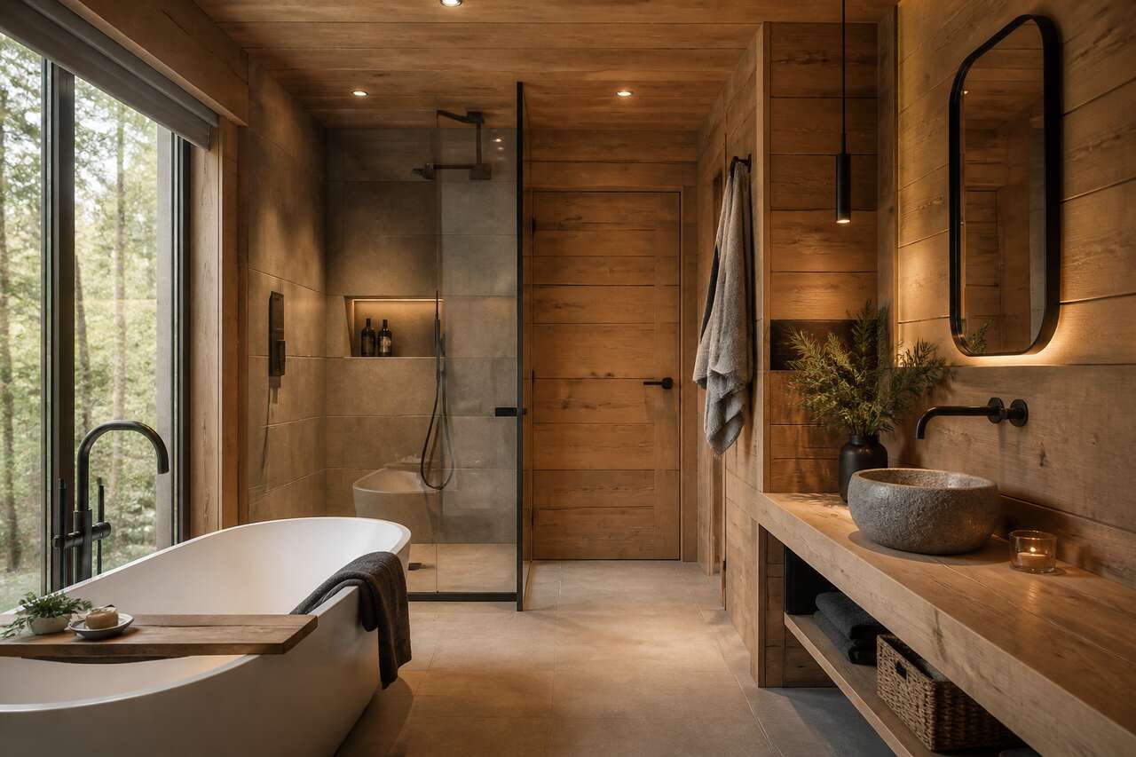 Salle de bain en bois : chic ou risqu&eacute; en milieu humide ?