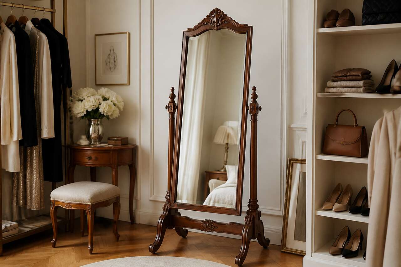 Pourquoi le miroir psych&eacute; est indispensable dans un dressing