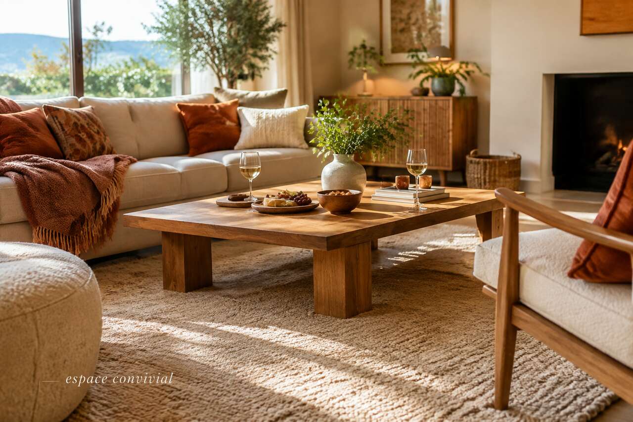 Créer un centre de vie: table basse, tapis et surfaces pour partager Créer un centre de vie: table basse, tapis et surfaces pour partager